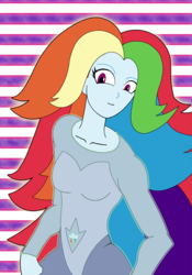 Size: 665x950 | Tagged: safe, artist:combatkaiser, rainbow dash, equestria girls, g4, clothes swap, crossover, cutie mark on equestria girl, female, name pun, rainbow quartz (steven universe), solo, steven universe, what can i do (for you)