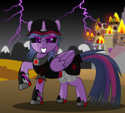 Size: 3000x2723 | Tagged: dead source, safe, artist:spellboundcanvas, twilight sparkle, alicorn, pony, g4, black sclera, corrupted twilight sparkle, darkside, evil, female, high res, implied midnight sparkle, jewish twilight, judaism, lightning, mare, solo, twilight sparkle (alicorn)