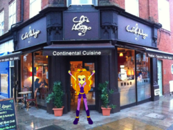 Size: 720x540 | Tagged: safe, artist:givralix, adagio dazzle, equestria girls, g4, my little pony equestria girls: rainbow rocks, cafe, equestria girls in real life, irl, photo