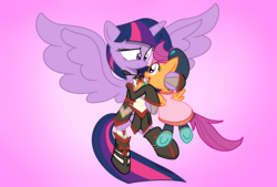 Size: 3100x2100 | Tagged: safe, artist:geraritydevillefort, scootaloo, twilight sparkle, alicorn, pony, g4, crossover, female, high res, mare, tales of series, tales of xillia, twilight sparkle (alicorn)