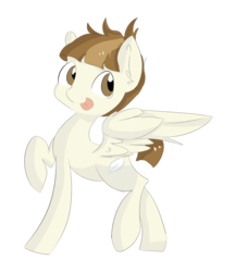 Size: 1220x1342 | Tagged: safe, artist:xsidera, featherweight, g4, cute, featherbetes, looking at you, male, raised hoof, simple background, solo, tongue out, transparent background