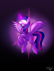 Size: 2500x3300 | Tagged: safe, artist:rubywave32, twilight sparkle, alicorn, pony, g4, cutie mark, female, glowing eyes, glowing horn, high res, horn, magic, mare, solo, twilight sparkle (alicorn)