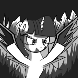 Size: 1024x1024 | Tagged: safe, artist:ivacatherianoid, twilight sparkle, g4, dark magic, female, magic, manga style, solo, sombra eyes