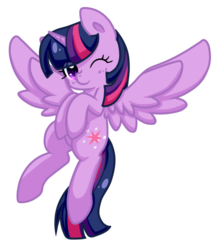 Size: 465x534 | Tagged: safe, artist:cloureed, twilight sparkle, alicorn, pony, g4, cute, female, flying, mare, one eye closed, simple background, solo, transparent background, twilight sparkle (alicorn), wink