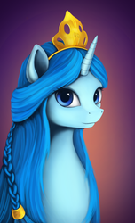 Size: 1165x1920 | Tagged: safe, artist:l1nkoln, oc, oc only, oc:princess argenta, pony, argentina, braid, crown, looking at you, nation ponies, ponified, portrait, simple background, smiling, solo