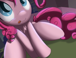 Size: 3307x2539 | Tagged: safe, artist:sip, pinkie pie, g4, chest fluff, female, high res, solo, tongue out