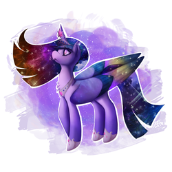 Size: 2000x2000 | Tagged: safe, artist:miss-cats, twilight sparkle, alicorn, pony, g4, :<, ethereal mane, female, high res, mare, older, older twilight, solo, sparkles, starry mane, twilight sparkle (alicorn), ultimate twilight