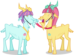Size: 4989x3729 | Tagged: safe, artist:xebck, edit, sour sweet, sunny flare, goat, equestria girls, g4, my little pony equestria girls: friendship games, absurd resolution, chewing, equestria girls goatified, goatified, necktie, recolor, simple background, species swap, transparent background, vector, wat