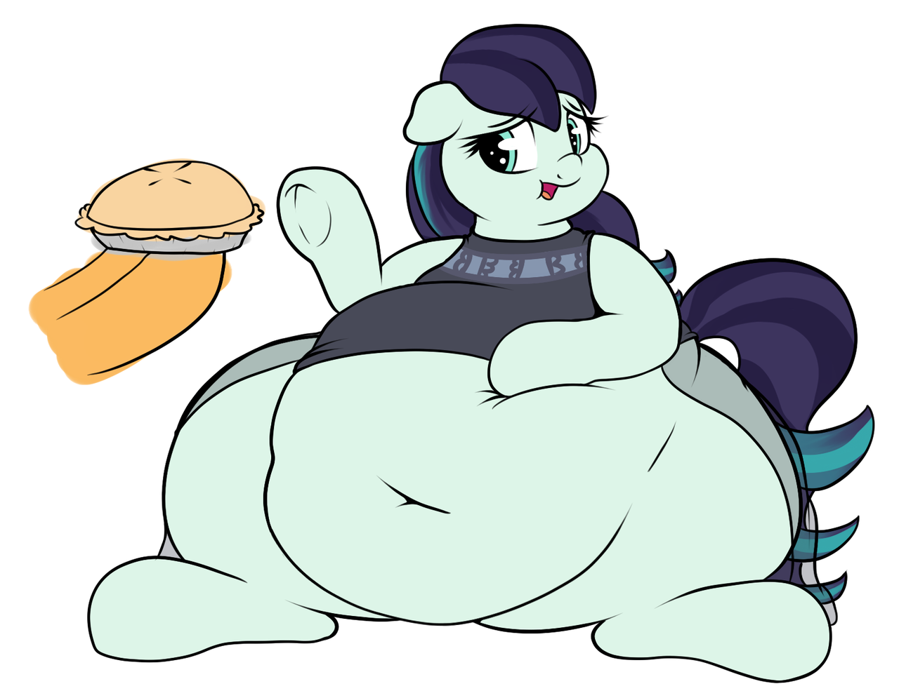 clothes, coloratura, cute, disembodied hooves, eating too much, fat, feeder...
