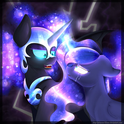 Size: 3000x3000 | Tagged: dead source, safe, artist:princess-liliana, nightmare moon, princess luna, g4, crying, duality, floppy ears, high res