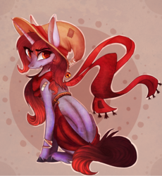 Size: 1600x1741 | Tagged: safe, artist:petrinox, oc, oc only, oc:candlewick, pony, unicorn, bandage, hat, solo