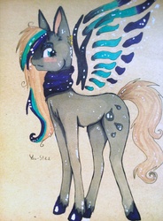 Size: 1201x1632 | Tagged: safe, artist:you-stee, oc, oc only, oc:cleiote, pegasus, pony, clothes, pegasus oc, scarf, solo, traditional art, wings