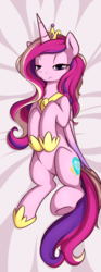 Size: 397x1067 | Tagged: safe, artist:theparagon, princess cadance, alicorn, pony, g4, adorasexy, bedroom eyes, body pillow, body pillow design, cute, cutedance, featureless crotch, female, looking at you, mare, on back, sexy, smiling, solo, underhoof