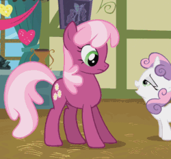 Size: 431x400 | Tagged: safe, screencap, cheerilee, sweetie belle, earth pony, pony, g4, animated, cropped, female, invisible stallion, out of context