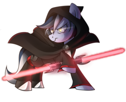 Size: 2100x1701 | Tagged: safe, artist:drawntildawn, oc, oc only, oc:mythril mistral, double lightsaber, lightsaber, rule 63, sith, solo, star wars, weapon