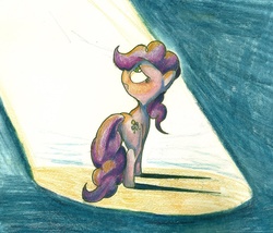 Size: 1280x1098 | Tagged: safe, artist:matugi, pinkie pie, g4, female, frown, solo, spotlight, traditional art