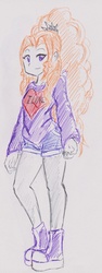 Size: 1127x2987 | Tagged: safe, artist:elgatosabio, adagio dazzle, equestria girls, g4, boots, clothes, converse, daisy dukes, female, shoes, shorts, sneakers, solo, sweater, traditional art