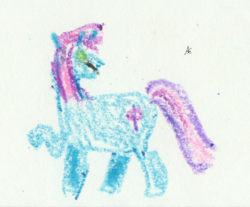 Size: 902x746 | Tagged: safe, artist:augustcreamhorse, oc, oc only, oc:gyro tech, pony, unicorn, crayon, traditional art