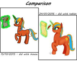 Size: 4000x3157 | Tagged: safe, artist:speed-chaser, oc, oc only, oc:blue spirit, pony, unicorn, glowing horn, horn, magic, quill, redraw, simple background, solo, telekinesis, transparent background