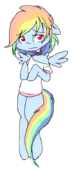 Size: 280x633 | Tagged: safe, artist:hoodie, rainbow dash, pegasus, semi-anthro, g4, clothes, collar, female, flockmod, hoodie, simple background, sketch, solo, white background