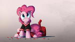 Size: 2000x1125 | Tagged: safe, artist:ncmares, pinkie pie, earth pony, pony, g4, american football, arizona cardinals, clothes, confetti, female, foam finger, frown, jersey, nfl, nfl playoffs, reflection, sad, solo