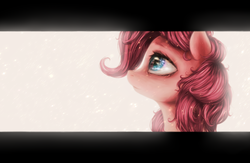 Size: 1300x850 | Tagged: safe, artist:ventious, pinkie pie, earth pony, pony, g4, detailed, eye reflection, female, letterboxing, looking up, reflection, smiling, solo