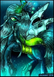 Size: 777x1095 | Tagged: safe, artist:rocioam7, queen chrysalis, changeling, changeling queen, g4, crown, female, jewelry, regalia, solo