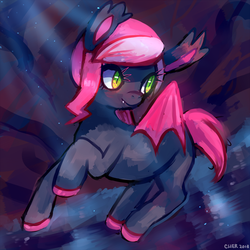 Size: 1280x1280 | Tagged: safe, artist:cherivinca, oc, oc only, oc:heartbeat, bat pony, pony, blank flank, solo