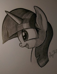 Size: 1500x1944 | Tagged: safe, artist:chrispy248, twilight sparkle, g4, female, monochrome, portrait, solo, traditional art