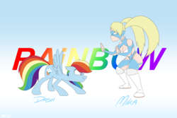 Size: 2400x1600 | Tagged: safe, artist:mofetafrombrooklyn, rainbow dash, g4, crossover, rainbow mika, street fighter