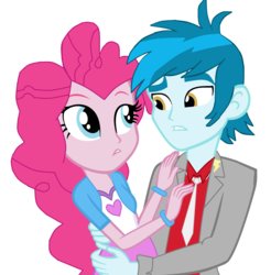 Size: 2196x2236 | Tagged: safe, pinkie pie, thunderbass, equestria girls, g4, female, high res, hug, male, pinkiebass, shipping, straight, trace