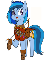 Size: 700x850 | Tagged: safe, artist:rice, oc, oc only, pegasus, pony, boots, bow (weapon), cute, potion, simple background, solo