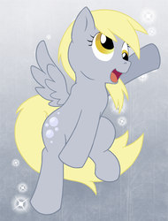 Size: 480x633 | Tagged: safe, artist:kurapika, derpy hooves, pegasus, pony, g4, bubble, cute, cutie mark, derpabetes, female, solo