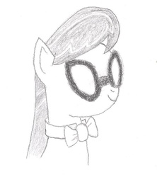 Size: 639x719 | Tagged: safe, artist:barryfrommars, octavia melody, g4, bowtie, female, glasses, monochrome, solo, traditional art, vinyl's glasses