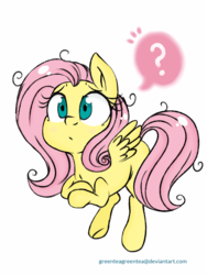 Size: 720x960 | Tagged: safe, artist:tokipeach, fluttershy, g4, :o, curious, female, floating, flying, question mark, simple background, solo, white background