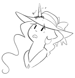 Size: 472x485 | Tagged: safe, artist:egophiliac, princess celestia, g4, bust, dork, female, hat, monochrome, princess dorklestia, sad, sketch, solo, sun hat