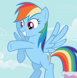 Size: 501x511 | Tagged: safe, screencap, rainbow dash, pegasus, pony, g4, season 2, the mysterious mare do well, animated, cropped, cute, dashabetes, female, flapping, flying, gif, happy, mare, smiling, solo, sweet dreams fuel, waving, wings