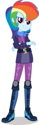 Size: 1588x5000 | Tagged: safe, artist:xebck, rainbow dash, equestria girls, g4, my little pony equestria girls: friendship games, alternate hairstyle, alternate universe, boots, clothes, clothes swap, crossed arms, crystal prep academy, crystal prep shadowbolts, female, friendship games motocross outfit, friendship games outfit, high res, leggings, motocross outfit, motorcycle outfit, shadowbolt dash, simple background, skirt, solo, transparent background, tri-cross relay outfit, vector