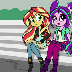 Size: 800x800 | Tagged: dead source, safe, artist:wubcakeva, aria blaze, sunset shimmer, equestria girls, g4, female, lesbian, ship:sunblaze, shipping