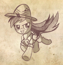 Size: 862x883 | Tagged: safe, artist:nickdallas, daring do, g4, female, monochrome, sketch, solo