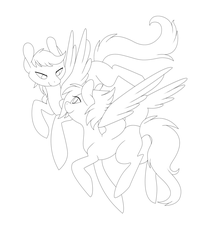 Size: 1774x2000 | Tagged: safe, artist:miss-cats, oc, oc only, pegasus, pony, lineart, monochrome