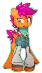 Size: 1600x2800 | Tagged: safe, artist:yellowrobin, scootaloo, g4, bandana, clothes, copic, female, hoodie, marker, marker drawing, markers, simple background, solo, traditional art, transparent background