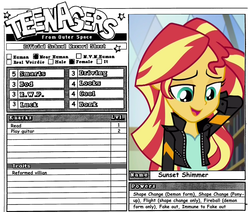 Size: 1043x883 | Tagged: safe, sunset shimmer, equestria girls, g4, reference sheet, rpg, teenagers from outer space