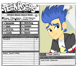 Size: 1043x897 | Tagged: safe, flash sentry, equestria girls, g4, reference sheet, rpg, teenagers from outer space