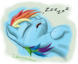 Size: 3000x2500 | Tagged: safe, artist:idontrunntoofast, rainbow dash, pony, g4, female, high res, sleeping, solo