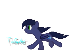 Size: 281x221 | Tagged: source needed, safe, artist:fluxcapacitor100, oc, oc only, oc:halfmoon, bat pony, pony, animated, frame by frame, signature, solo