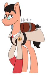 Size: 1024x1626 | Tagged: safe, artist:starlyfly, earth pony, pony, glasses, male, medic, medic (tf2), ponified, solo, stallion, team fortress 2