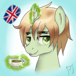 Size: 1200x1200 | Tagged: safe, artist:unicorn2000, pony, food, hetalia, ponified, solo, tea, united kingdom