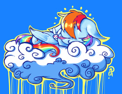 Size: 2424x1864 | Tagged: safe, artist:awkwardlyanonymous, rainbow dash, g4, cloud, female, floppy ears, plushie, sleeping, solo