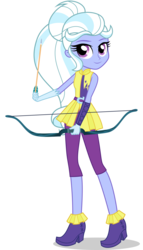 Size: 2868x5000 | Tagged: safe, artist:xebck, sugarcoat, equestria girls, g4, my little pony equestria girls: friendship games, alternate clothes, alternate hairstyle, alternate universe, archery, arrow, bow (weapon), bow and arrow, female, looking at you, ponytail, simple background, smiling, solo, transparent background, vector